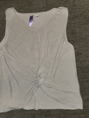 Alya Light Tan Knit Twist-Front Sleeveless Top Small